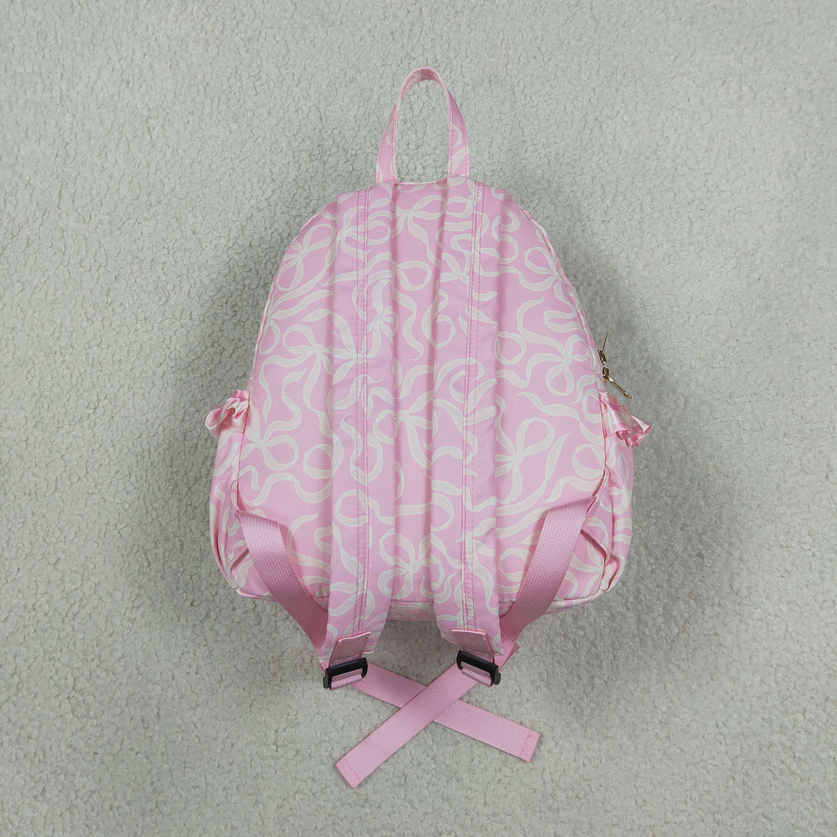 NO MOQ RTS BA0459 Baby Girl Bag Pink Bow Ribbon Print Ruffle Decor Mini Backpack 202610