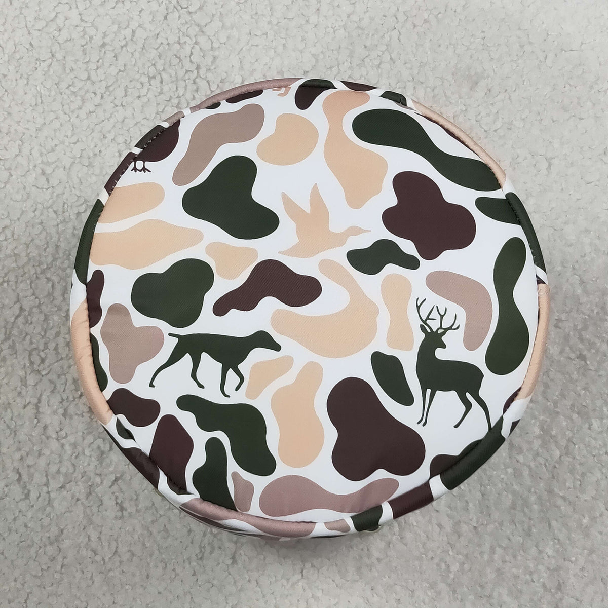 NO MOQ RTS BA0466(2)-embroidery Baby Girl Bag Hunting Camo Animal Print Fluffy Bunny Applique Easter Basket 202610