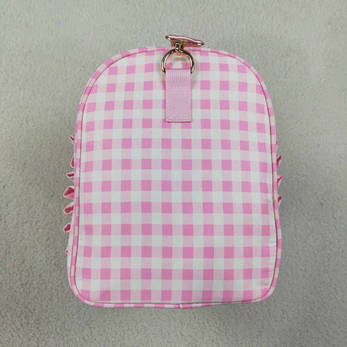 NO MOQ RTS BA0469 Girl Bag Pink Gingham Ruffle Print Travel Duffle Bag 202610