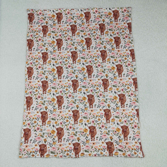 RTS pink flower yak calf print western design baby blankets 202506