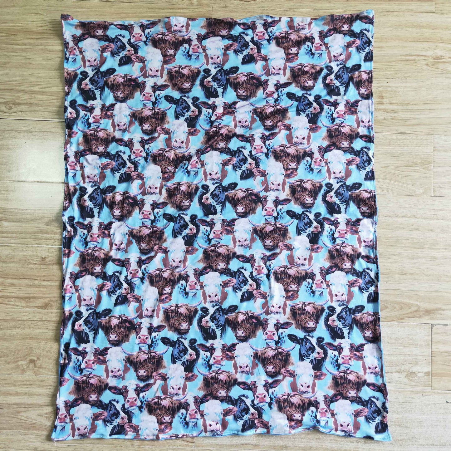 BL0017 RTS western design blue cow baby blanket 20230811 RTS