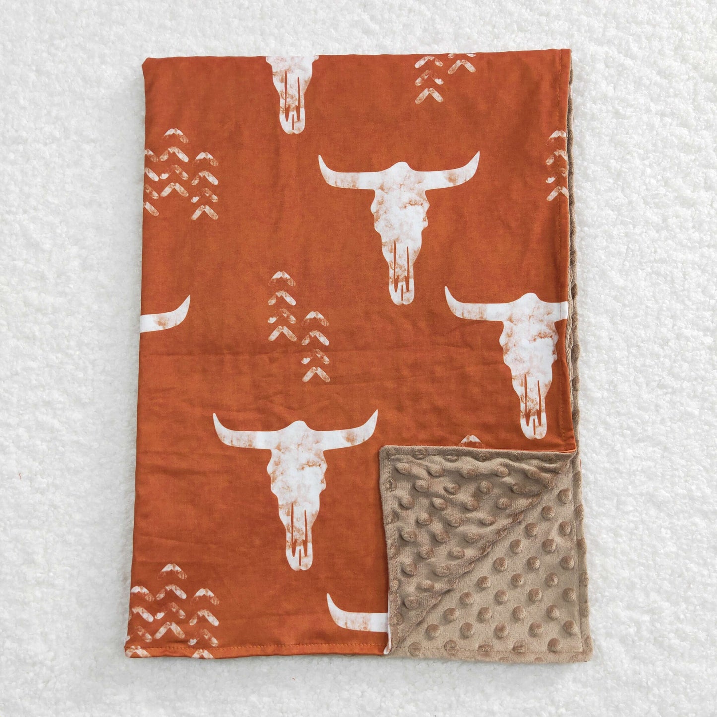 BL0070 RTS cow brown baby blanket