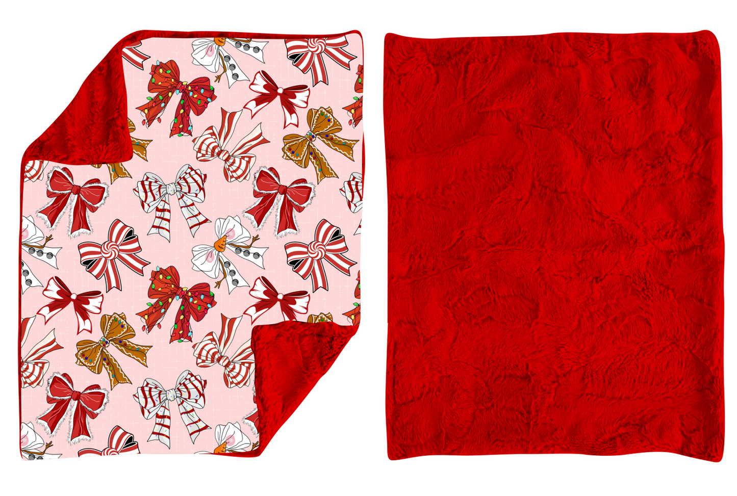 BL0203 bow red fleece  blanket  RTS Free shipping order $100+