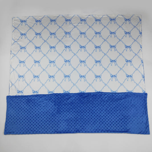 BL0221  blue bow 154*128 cm western  blanket  RTS