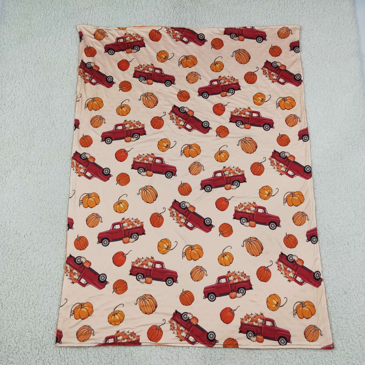 NO MOQ RTS BL0289(1) Baby Girl Clothes Pumpkin Red Truck Print Fall Baby Blanket