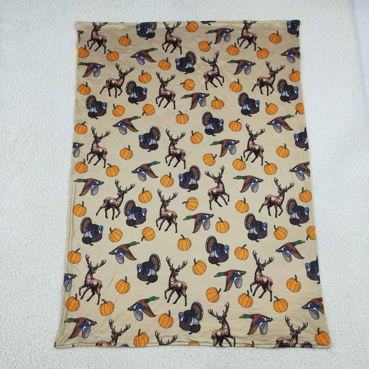 NO MOQ RTS BL0292(1) Baby Blanket Deer Turkey Duck Pumpkin Fall Hunting Print Soft Milk Silk Swaddle Blanket 202609