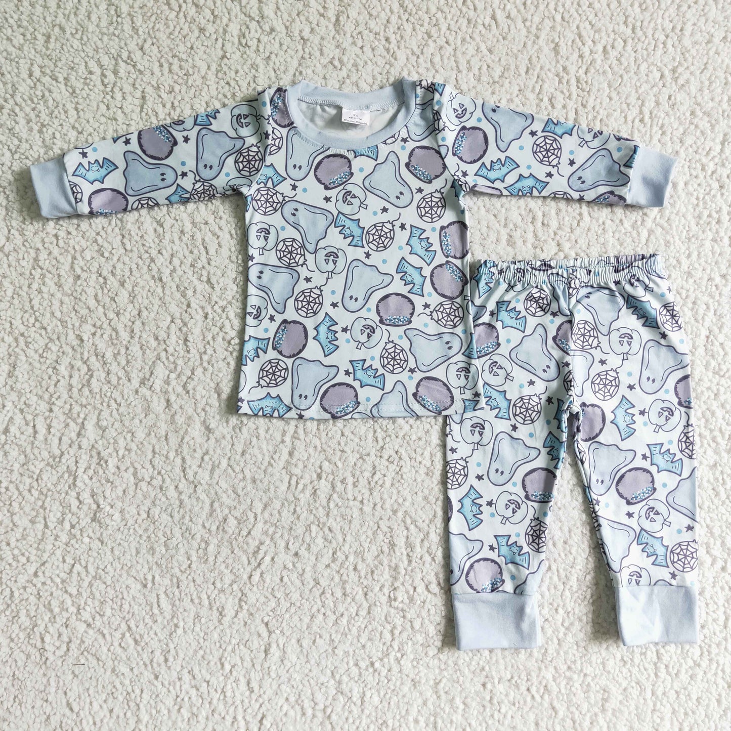 promotion BLP0001 blue pumpkin halloween long sleeves pants boy pajamas outfit 202408