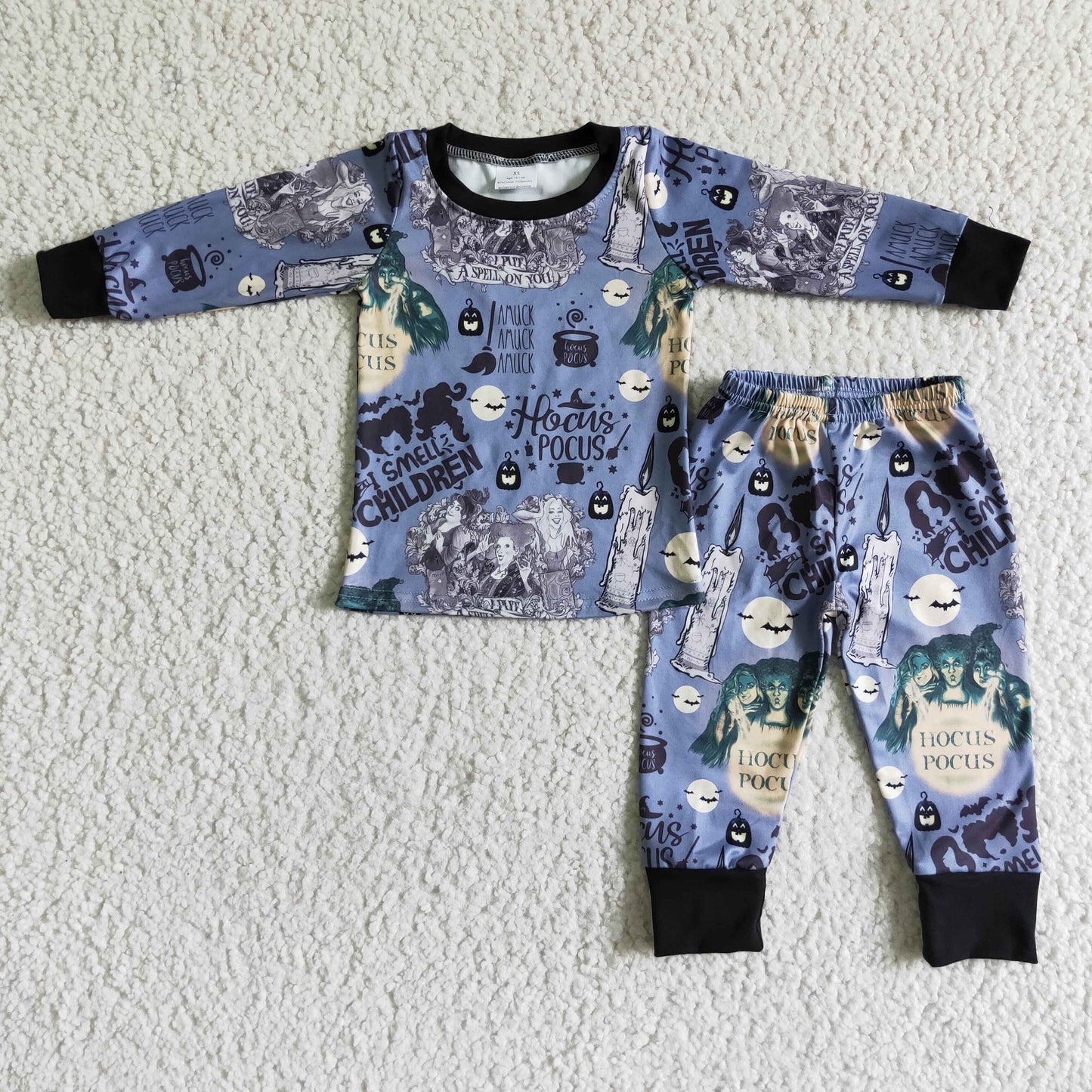 promotion BLP0010 Hocus long sleeve halloween blue smell children pumkin boy pajamas 202408 RTS