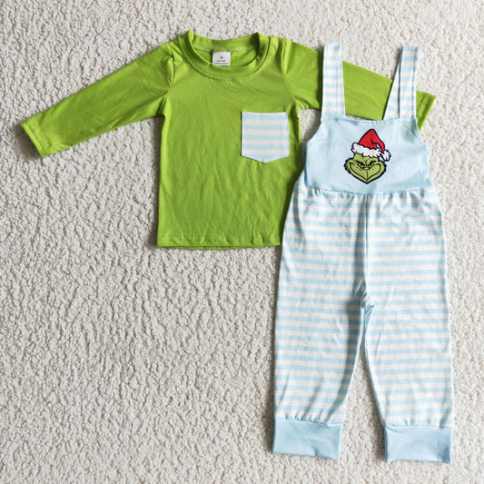 BLP0074 Christmas red green cartoon long sleeve girl boy overall outfit RTS 20230612