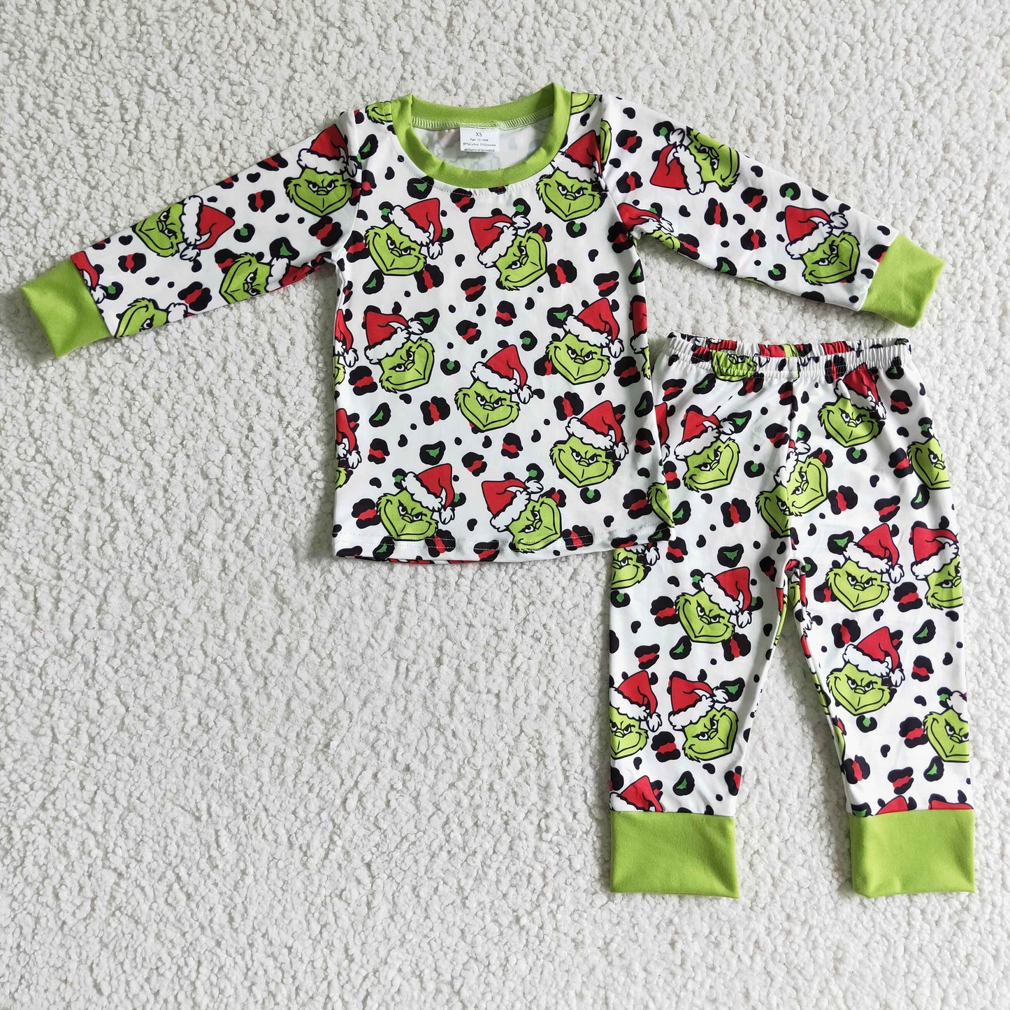 promotion BLP0076 merry Christmas green grin long sleeve jogger boy pajamas outfit 20230612 RTS