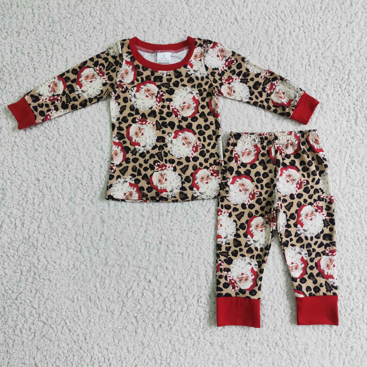 BLP0080 RTS black christmas santa long sleeve boy pajamas outfit 20230608