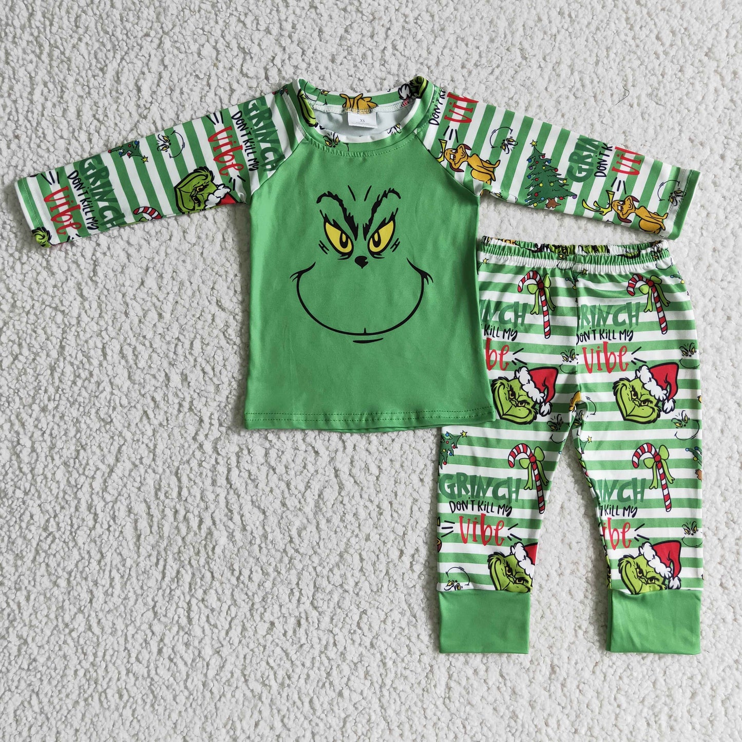 promotion BLP0085 christmas cartoon Green grin long sleeve boy pajamas outfit BLP0085 RTS 20230606