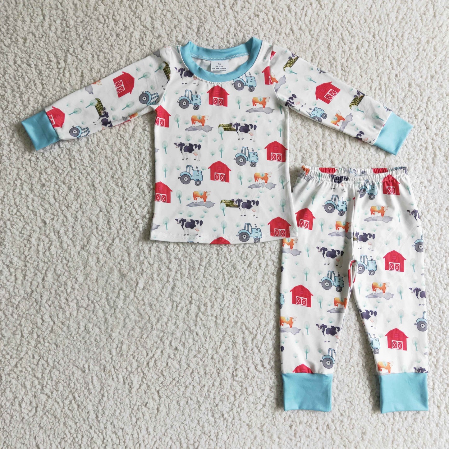 promotion BLP0103 cow farm long sleeve boy pajamas outfit 20230622 RTS