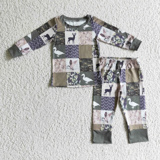 BLP0132 DUCK DEER long sleeve christmas boy pajamas outfit RTS 20231121