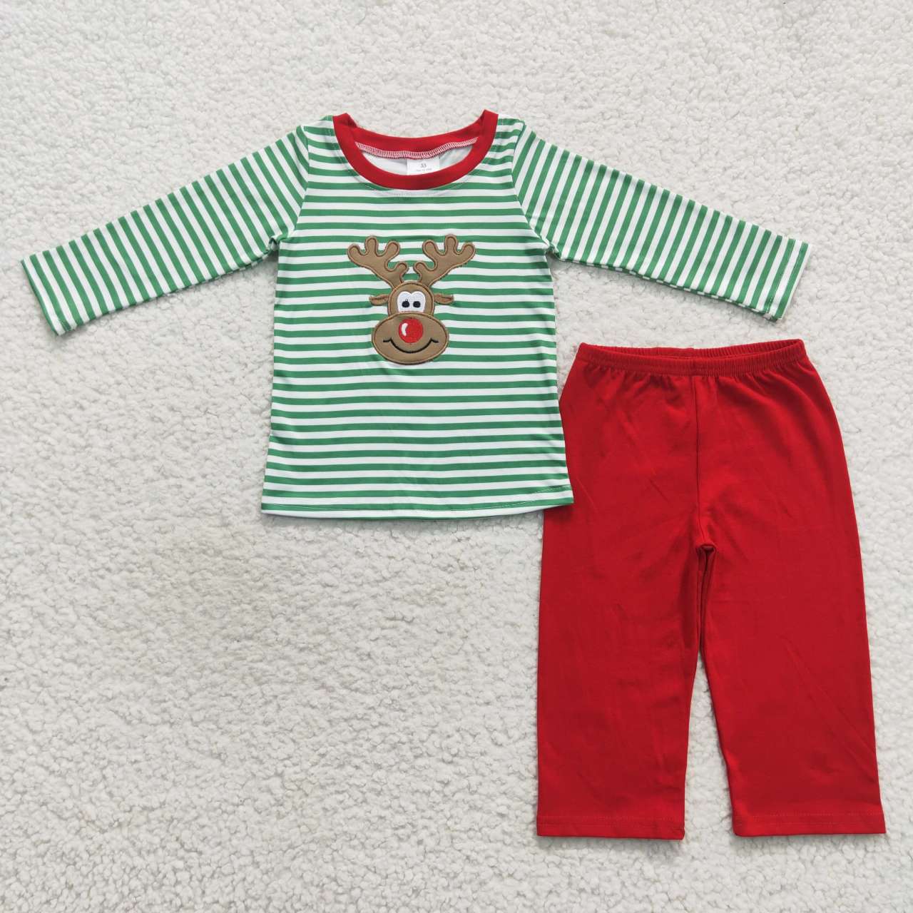 BLP0180 RTS Christmas embroidered deer long sleeve kids boy pajamas outfit 20230830