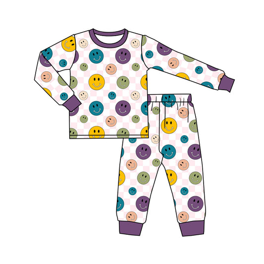 BLP0201 smile face long sleeve children boy girl outfit pajamas preorder 20230601