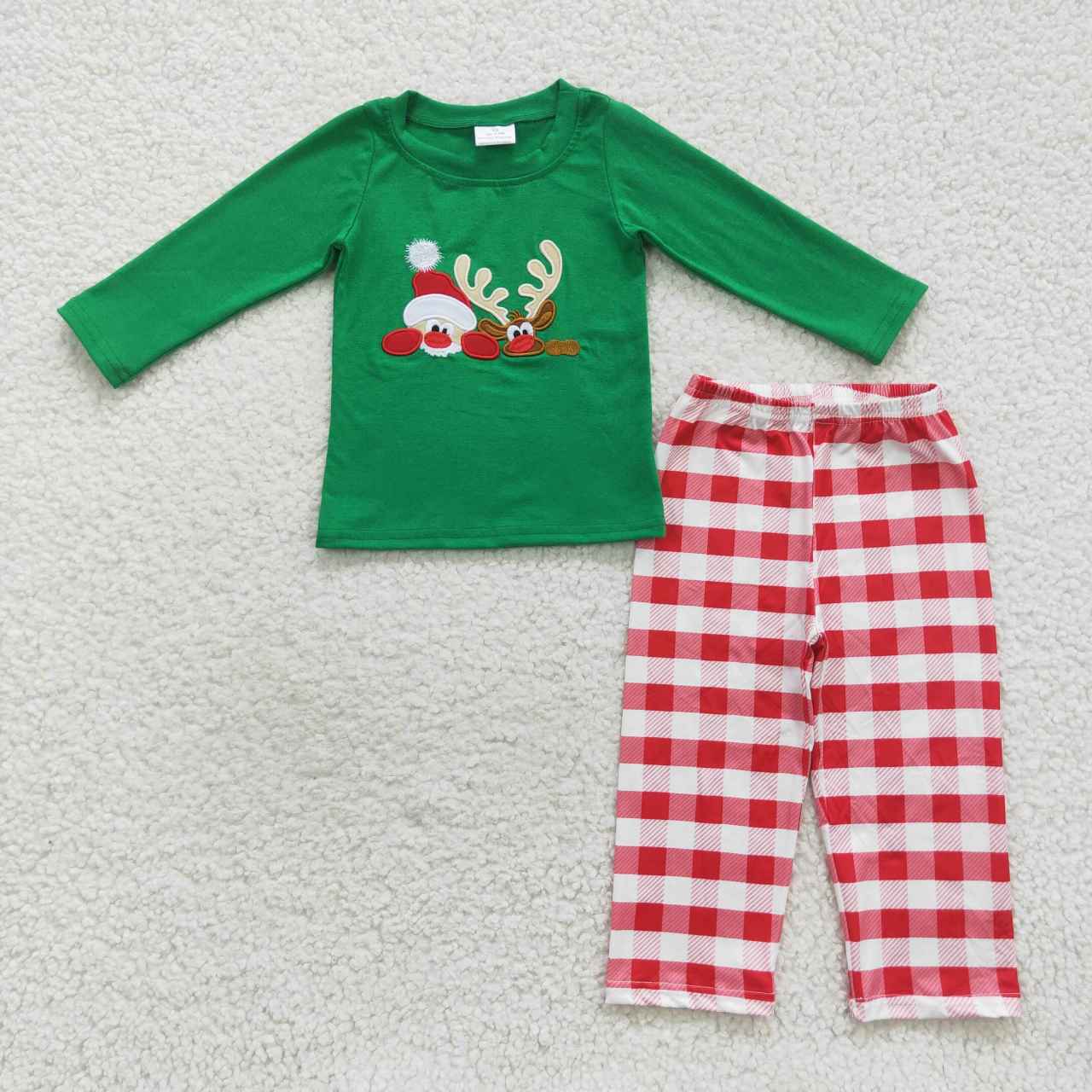 BLP0203 christmas embroidery deer long sleeve children boy girl outfit RTS 20230821