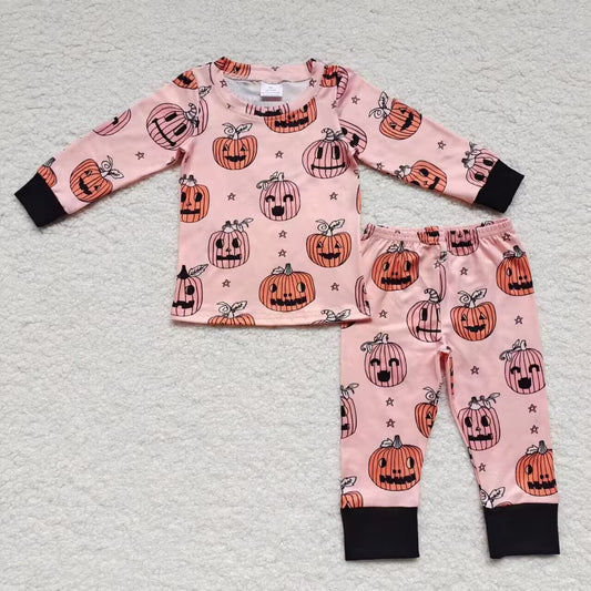 BLP0215 RTS halloween cartoon pumpkin long sleeve pants pajamas boy outfit 20230801