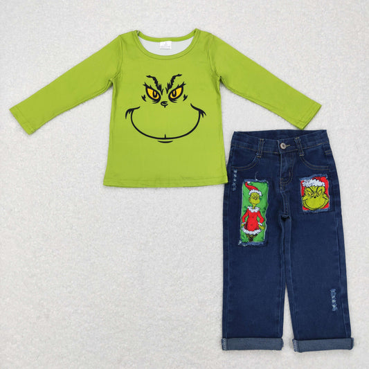 BLP0225组合 western long sleeve stripe denim jeans girl outfit 20231121 RTS