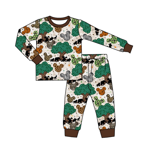 BLP0232 animal world camo mouse long sleeve children girl outfit pajamas preorder 20230616