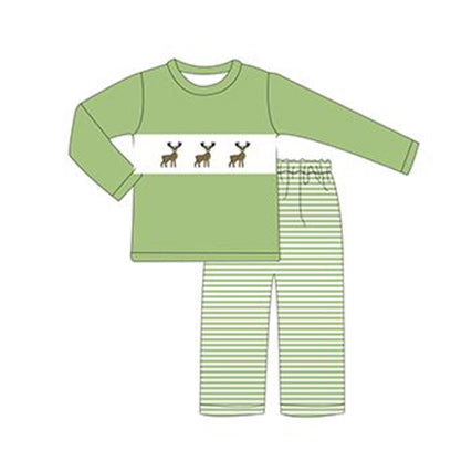 BLP0237 embroidery Christmas deer long sleeve boy girl outfit 20230701 eorder