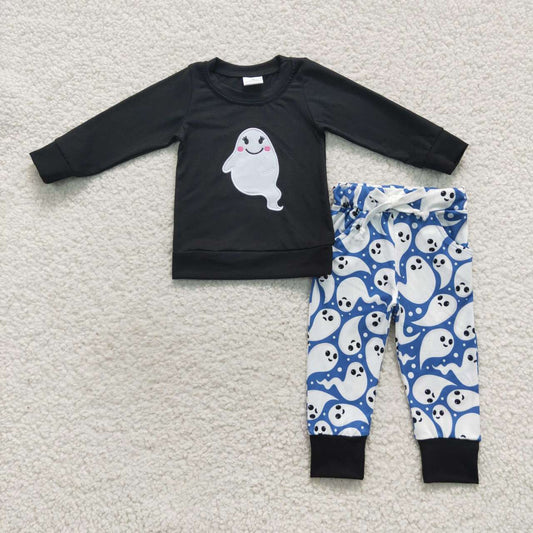 BLP0246 boo halloween embroidery long sleeve boy pajamas outfit 20230815 RTS