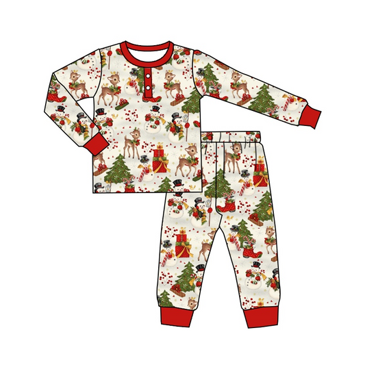 BSPO0152 preorder Christmas snow man long sleeve pants girl pajamas outfit 20230703