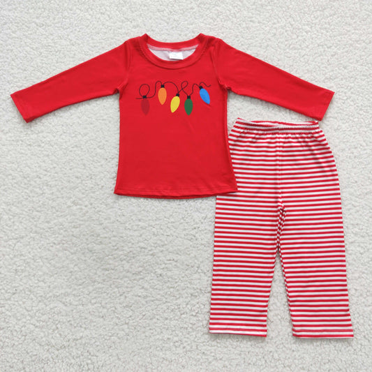 promotion BLP0251 Christmas lights redlong sleeve pants boy pajamas outfit 202408 rts