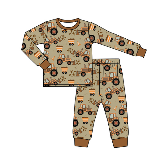 BLP0254 preorder excavator long sleeve pants boy pajamas outfit 20230706