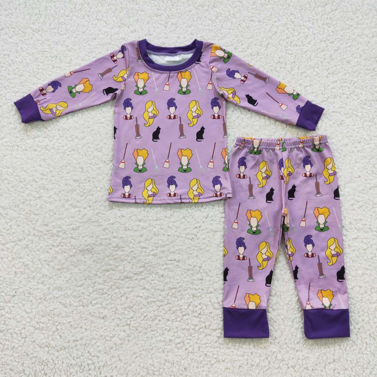 BLP0257 Halloween witch three woman purple long sleeve pants boy girl pajamas outfit 20230807 RTS