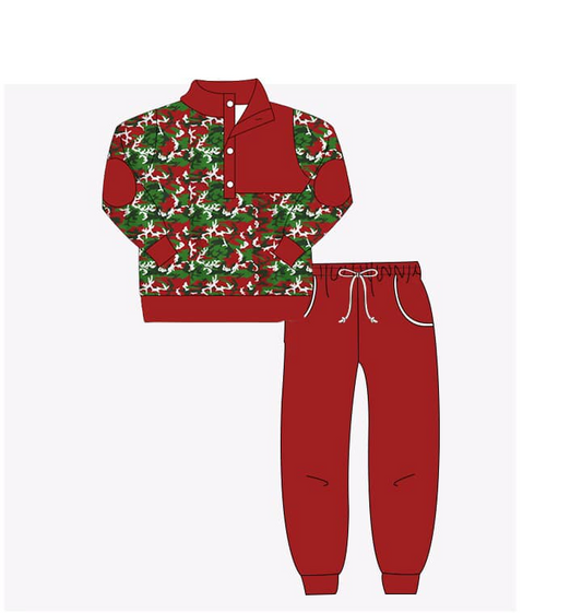 BLP0261 preorder Christmas cartoon camo long sleeve pants girl outfit 20230707