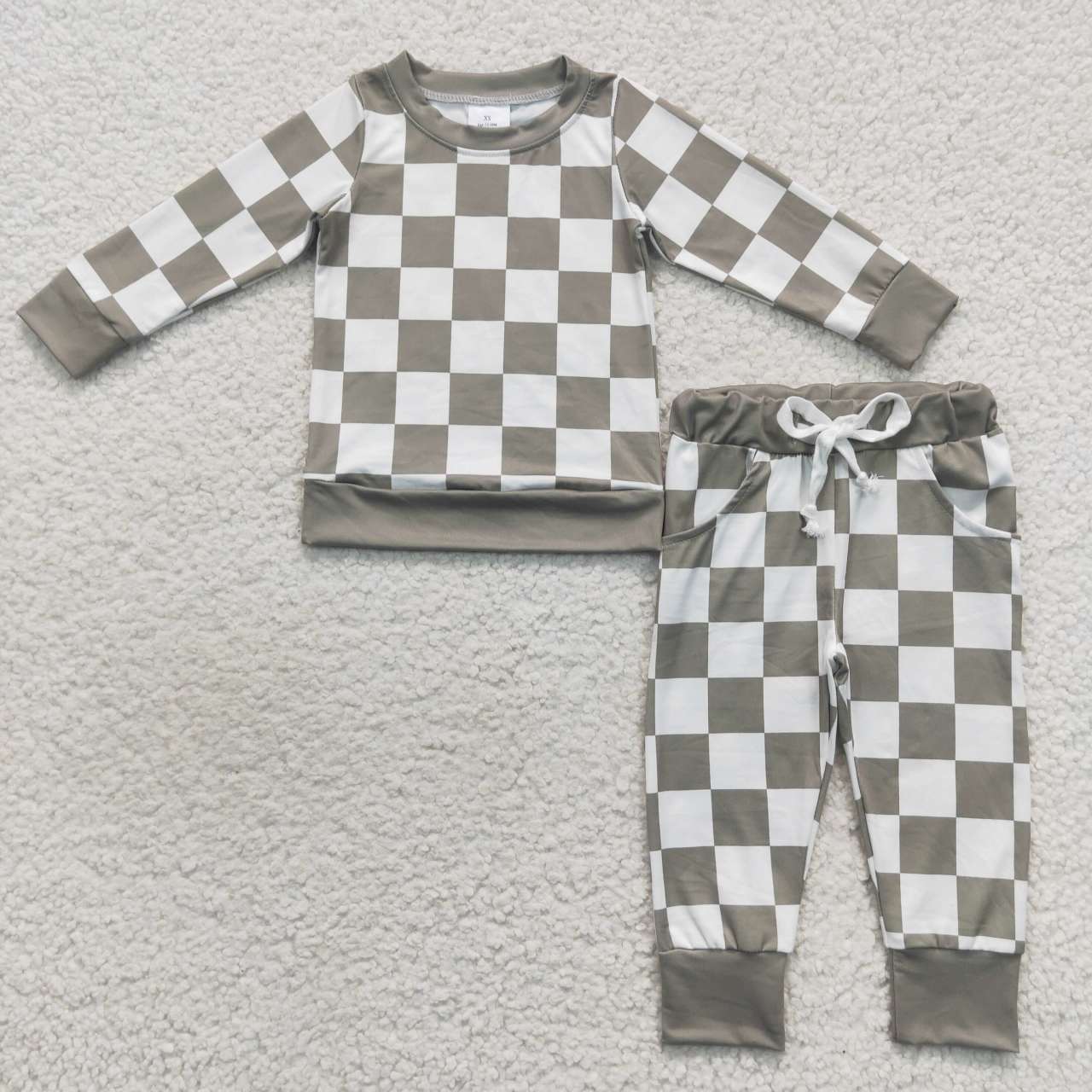 promotion BLP0271 western checkerboard long sleeve boy girl pink outfit pajamas RTS 20230927