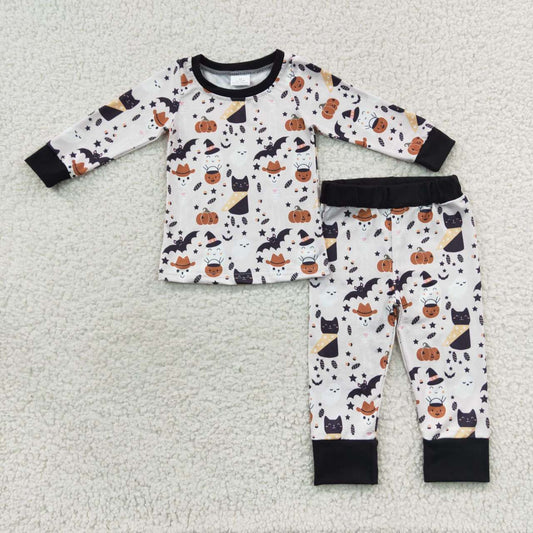 BLP0276 western halloween cartoon bat long sleeve girl boy pajamas outfit 20230819 RTS