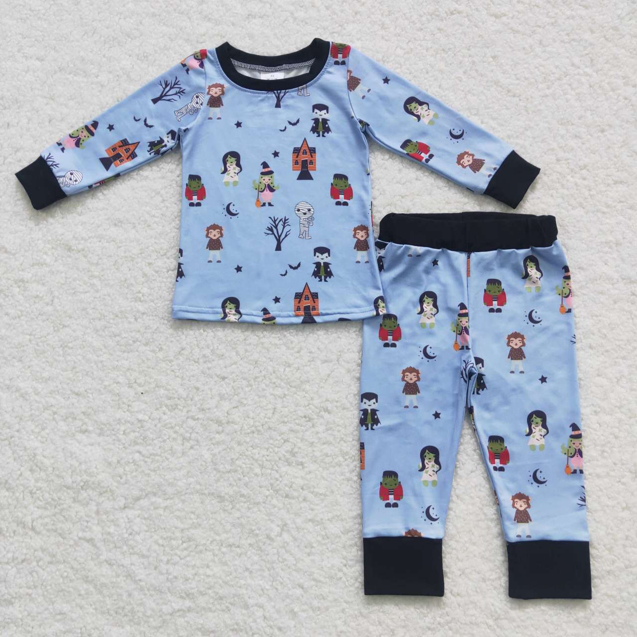 BLP0277 western halloween cartoon blue long sleeve boy pajamas outfit RTS 20230828