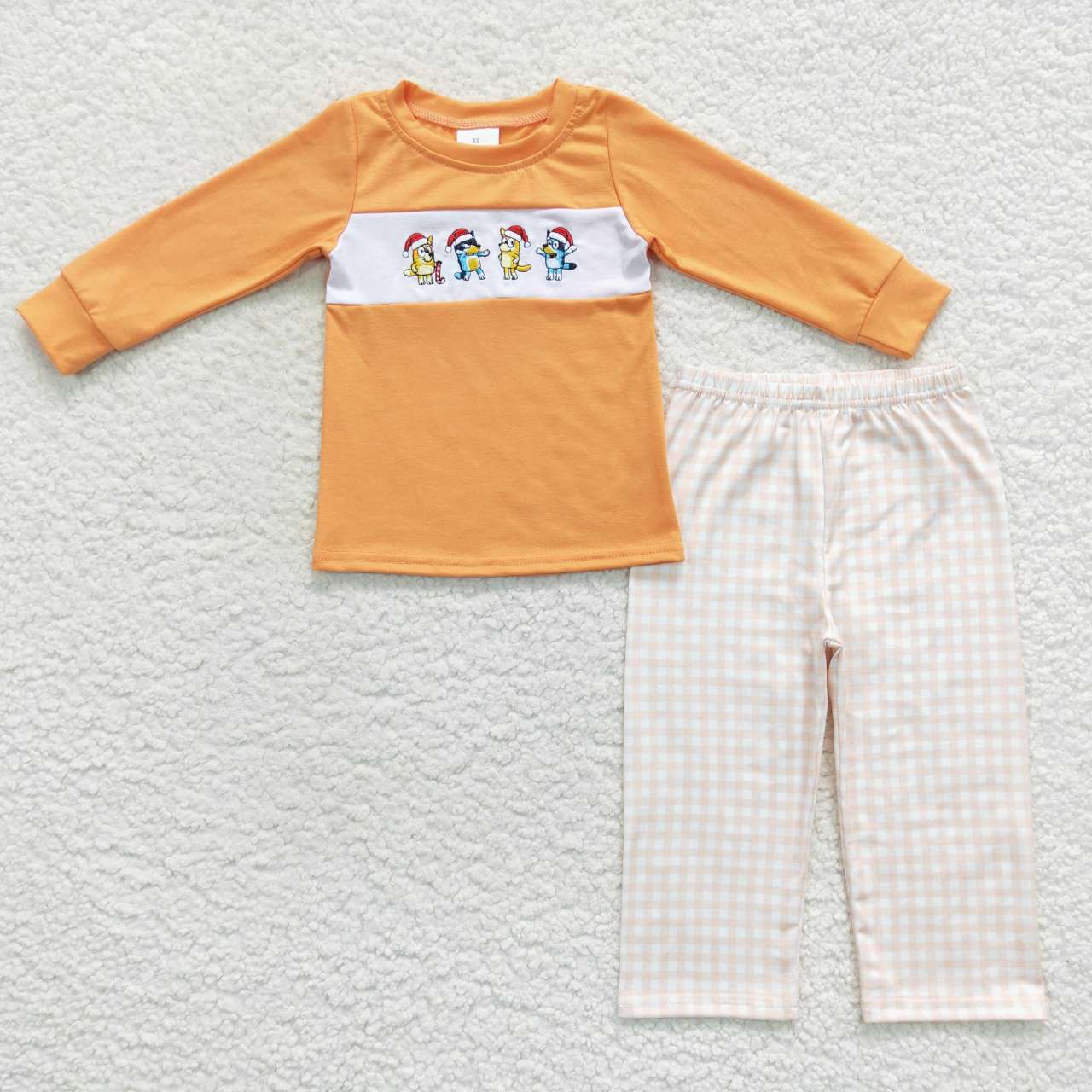 BLP0282 embroidery Christmas bluey long sleeve cartoon pants boy outfit 20230901