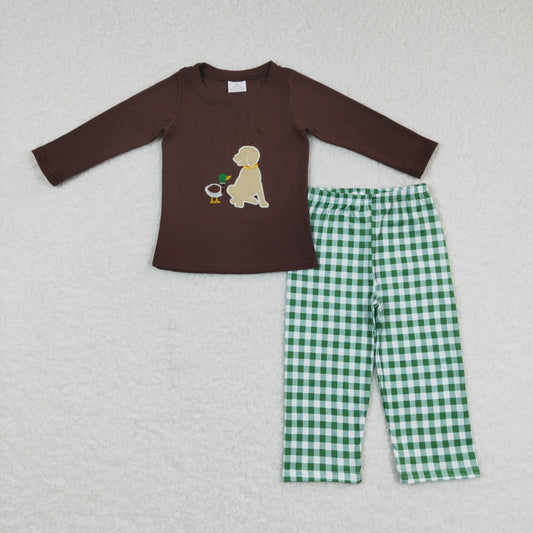 BLP0293 embroidered dog duck long sleeve girl boy pajamas outfit 20231019