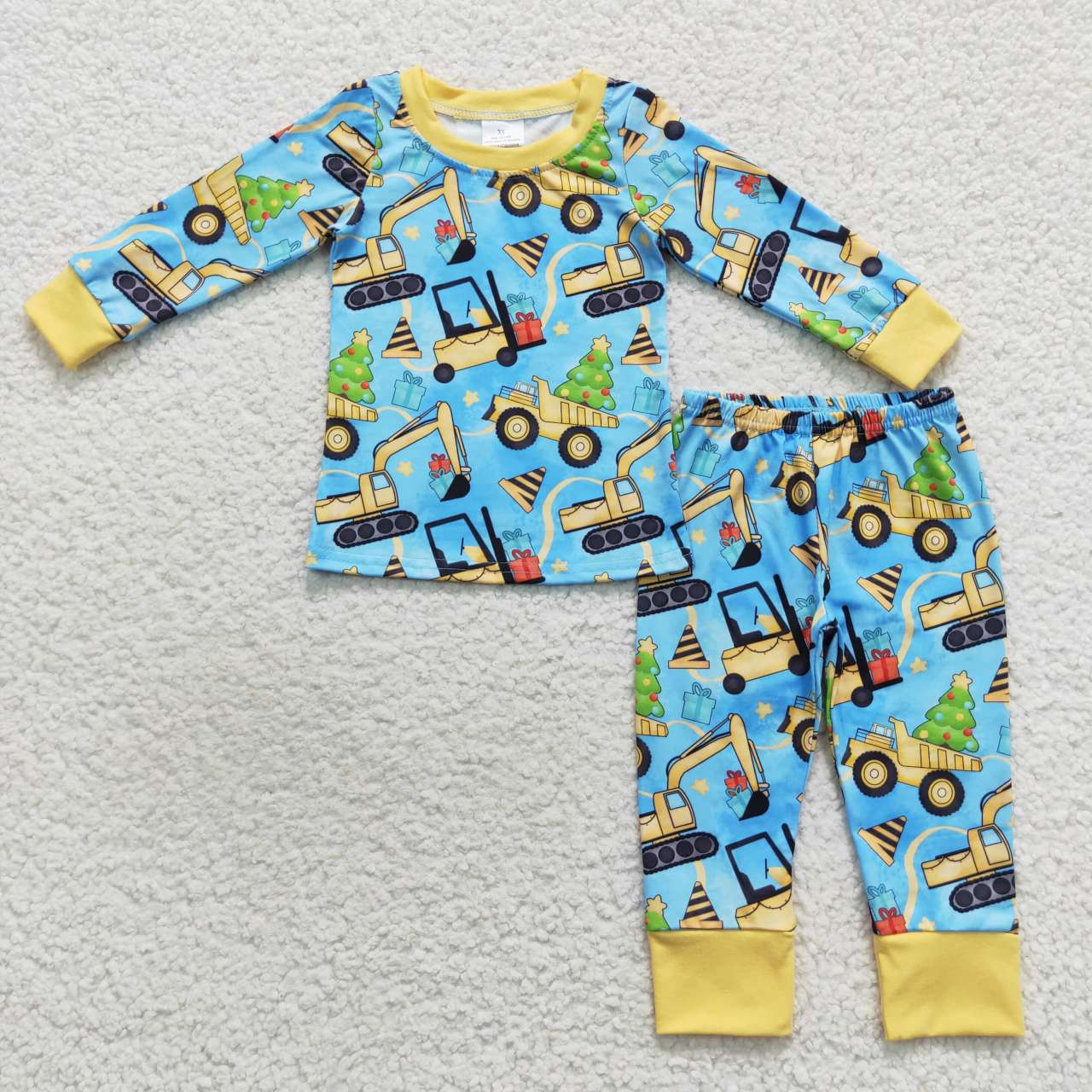 BLP0309 western dig excavator long sleeve boy pajamas outfit 20230830 RTS