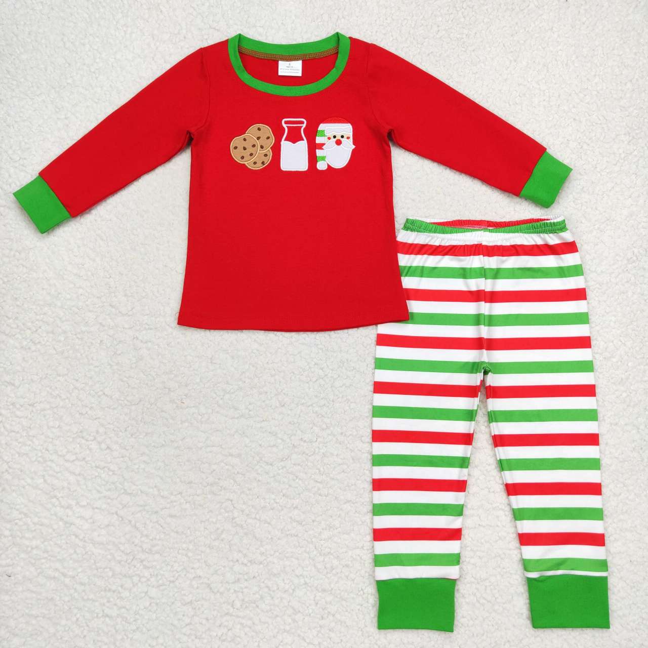 BLP0313 Christmas santa embroidery cookie long sleeve boy pajamas outfit RTS 20231004