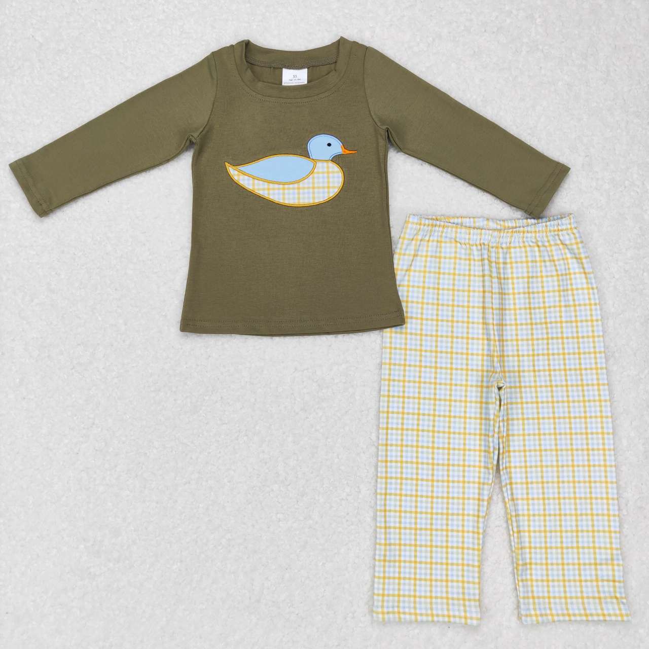 BLP0335 green duck long sleeve boy green embrodiery outfit  20231012 RTS