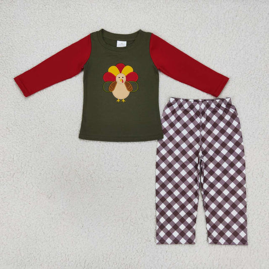 BLP0339 western long sleeve turkey thanksgiving boy outfit 20231010 RTS