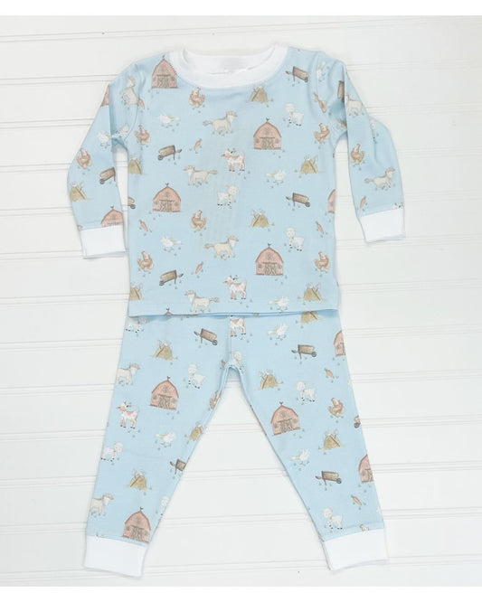 BLP0342 preorder farm long sleeve kids boy blue pajamas outfit 202230826