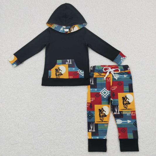 RTS BLP0355 western warning hoodie long sleeve jogging pants boy outfit 20231024