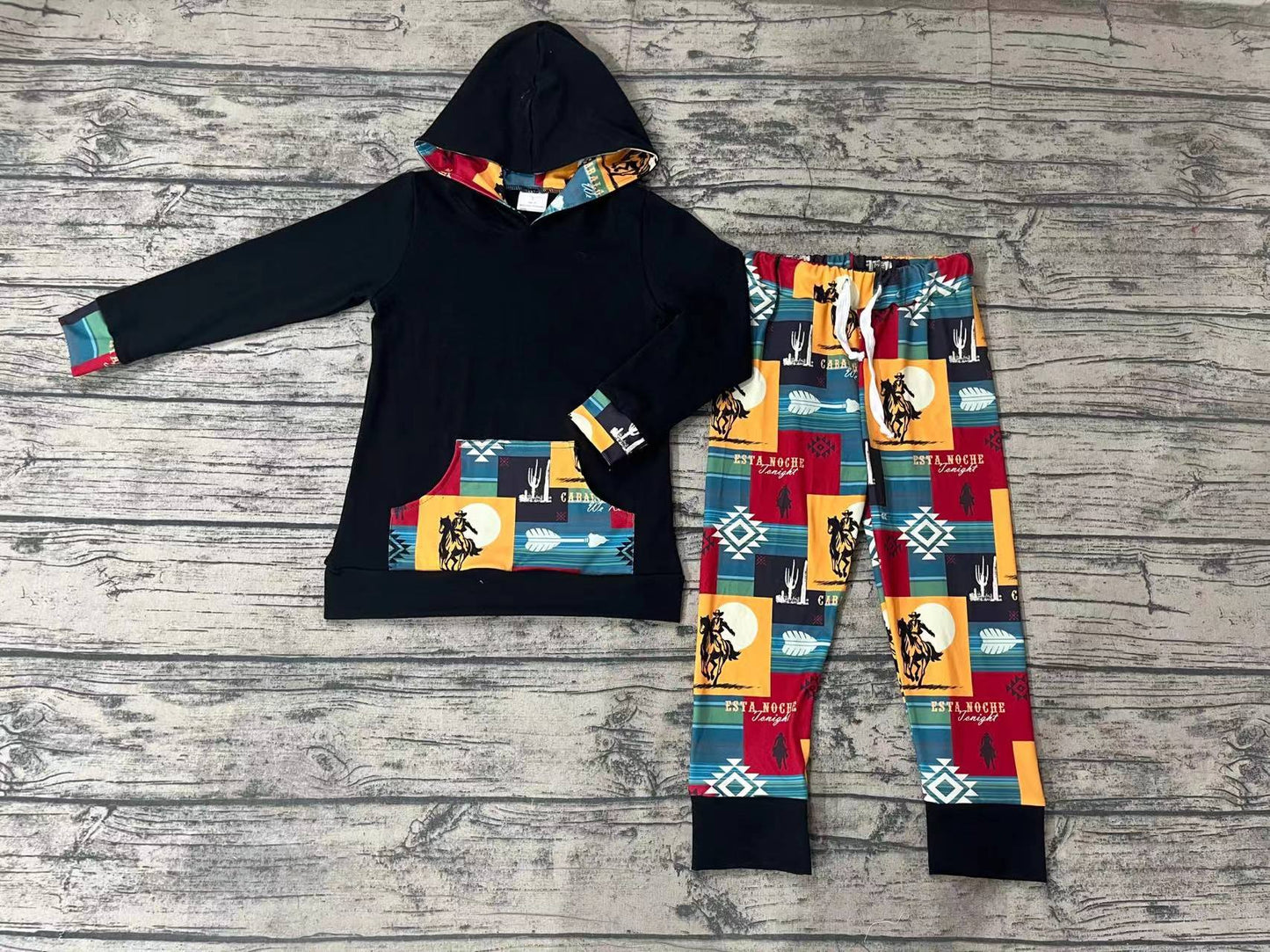 RTS BLP0355 western warning hoodie long sleeve jogging pants boy outfit 20231024