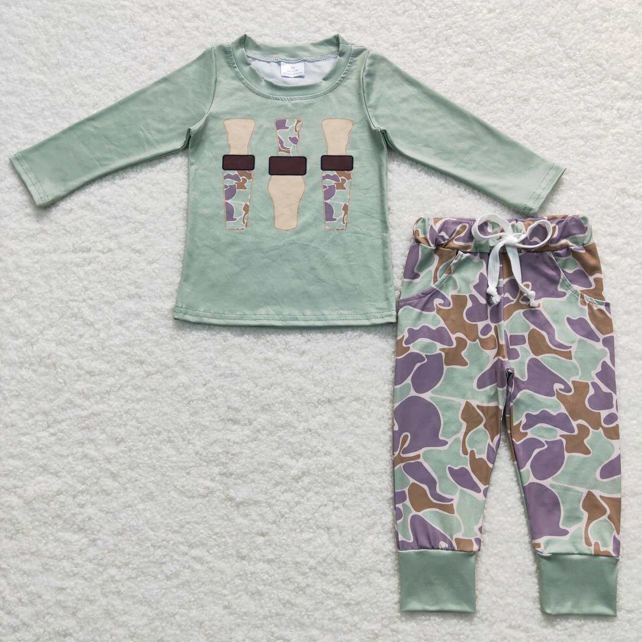 BLP0367 camo duck long sleeve girl boy pajamas outfit 20231014 RTS