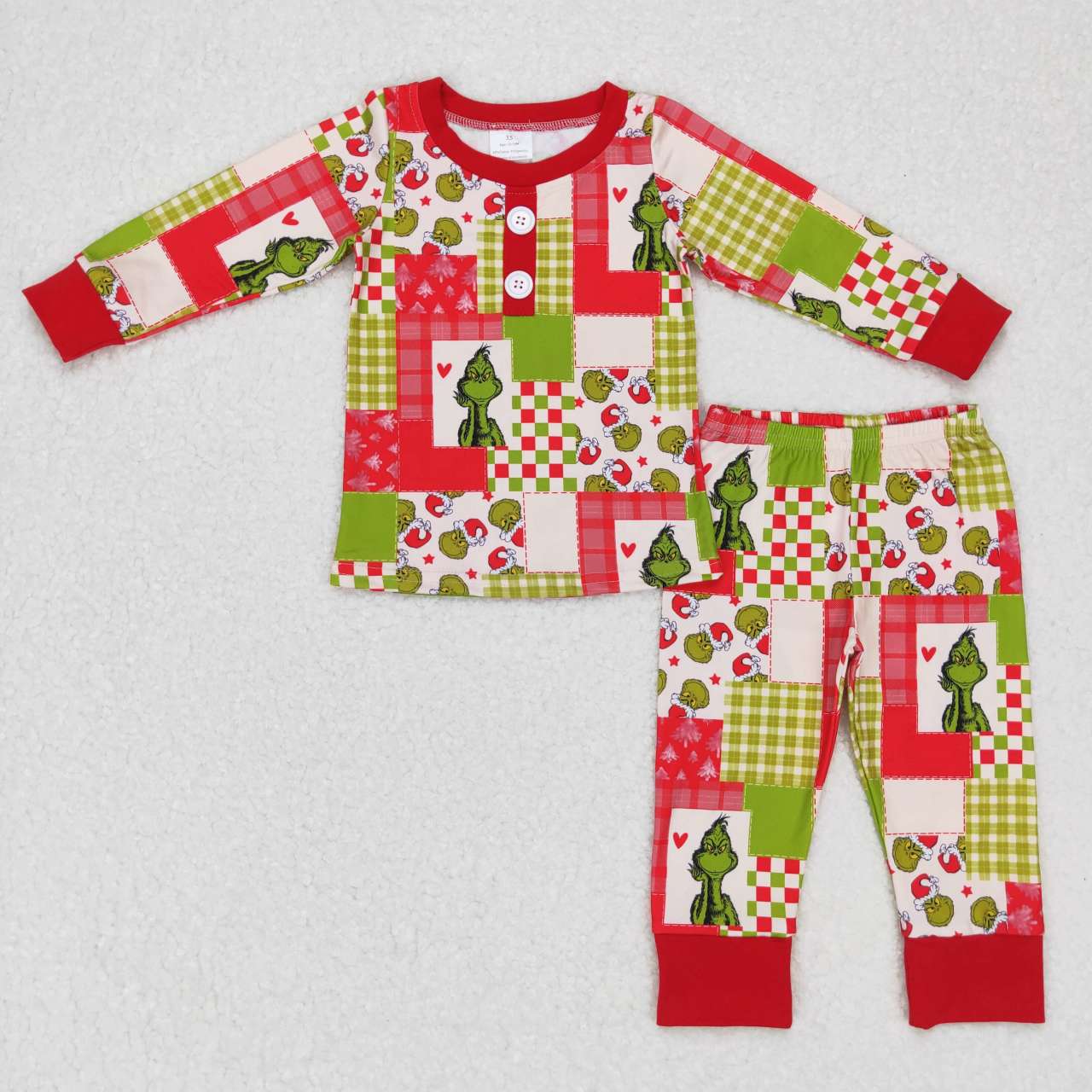 BLP0373 Christmas grinch long sleeve pants boy pajamas outfit 20231011 RTS