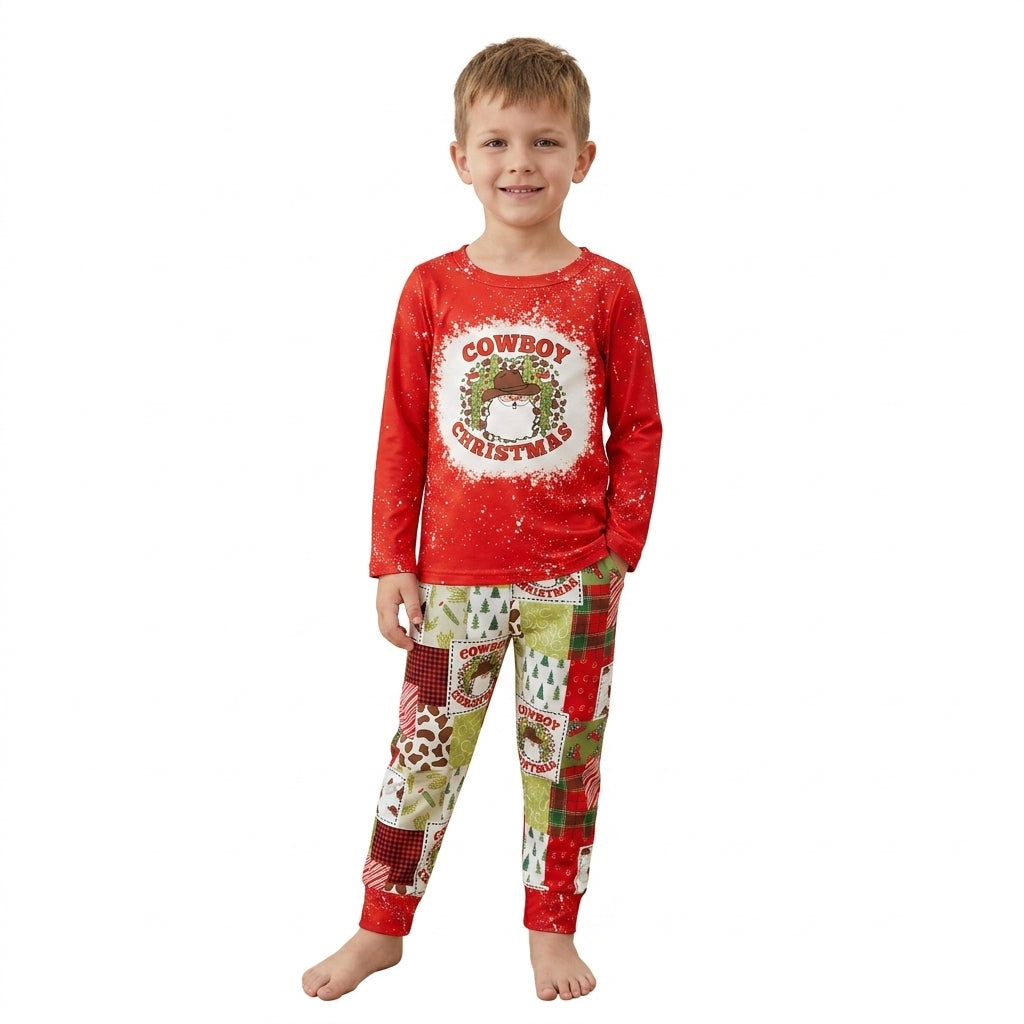 NO MOQ RTS BLP0375 Baby Boy Clothes Cowboy Santa Christmas Long Sleeve Top Pants Set 202609