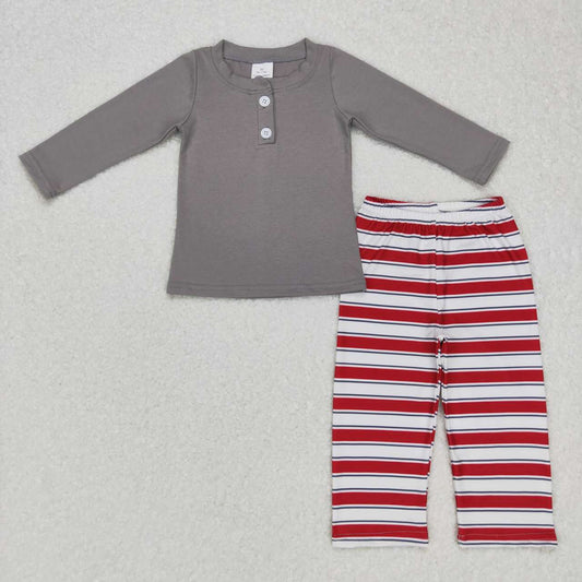 BLP0391 RTS Christmas stripe long sleeve kids girl boy pajamas outfit 20231012