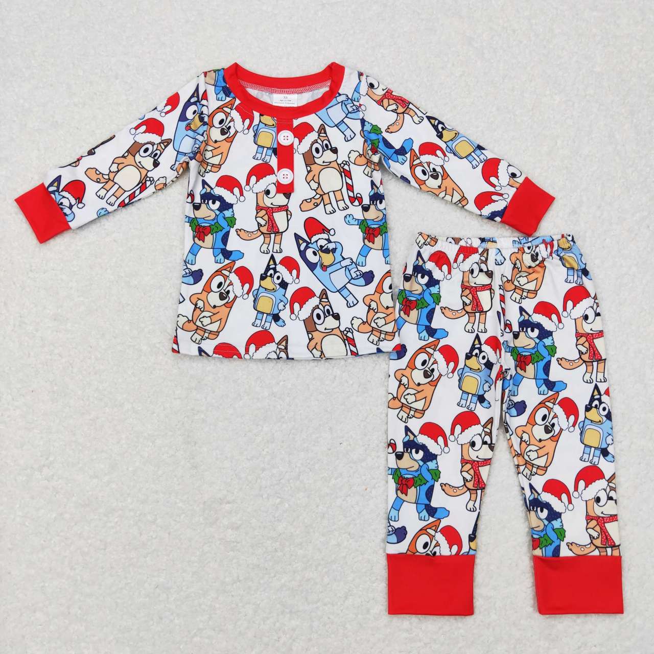 BLP0413 RTS bluey red Christmas cartoon long sleeve pants pajamas boy outfit 20231103