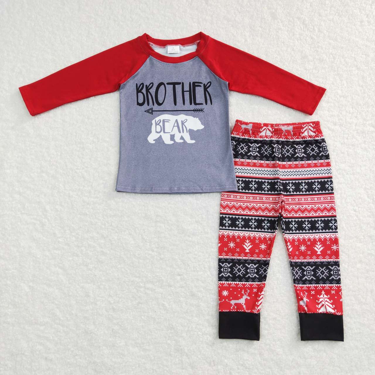 BLP0414 RTS Christmas tree bear brother long sleeve leopard bell bottom pants girl outfit 20231029