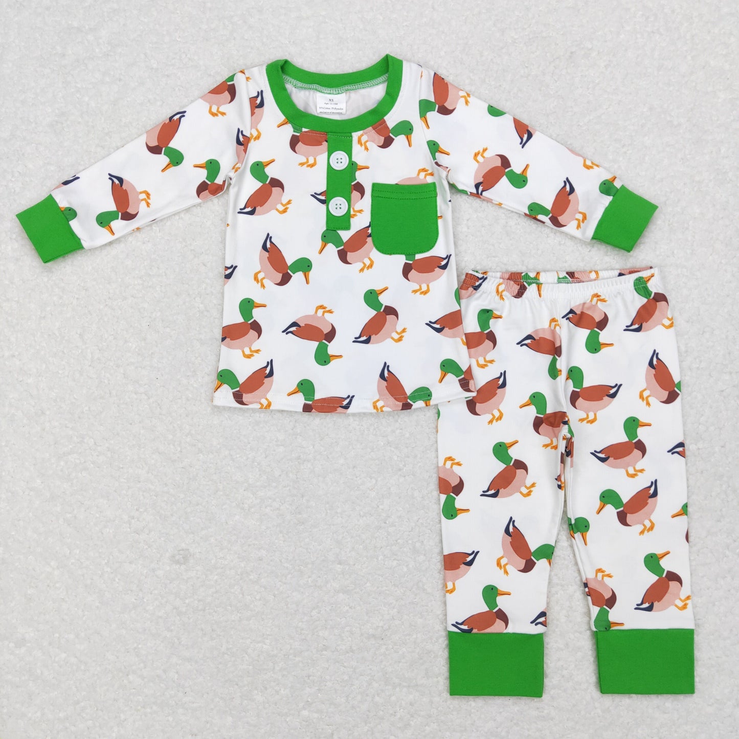 GLP1016 RTS duck green long sleeve duck kids girl pajamas outfit 202231121